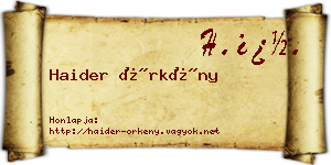 Haider Örkény névjegykártya